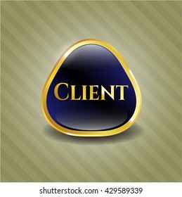 Emblema brillante dorado del cliente