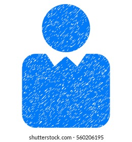 Client grainy textured icon for overlay watermark stamps. Flat symbol with unclean texture. Dotted vector blue ink rubber seal stamp with grunge design on a white background.