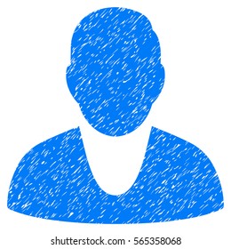 Client grainy textured icon for overlay watermark stamps. Flat symbol with dirty texture. Dotted vector blue ink rubber seal stamp with grunge design on a white background.