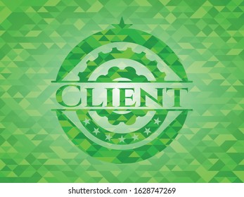 Client green emblem. Mosaic background. Vector Illustration. Detailed.