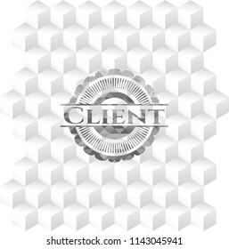 Client grey emblem with geometric cube white background