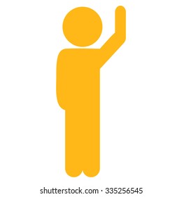 Client Hello vector icon. Style is flat symbol, yellow color, rounded angles, white background.