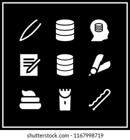 client icon. 9 client vector set. database, contract and hair salon icons for web and design about client theme