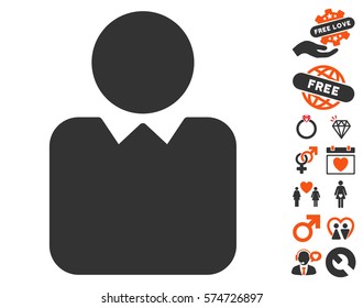 Client icon with bonus passion design elements. Vector illustration style is flat iconic symbols for web design, app user interfaces.
