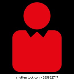 Client icon from Business Bicolor Set. This flat vector symbol uses red color, rounded angles, and isolated on a black background.