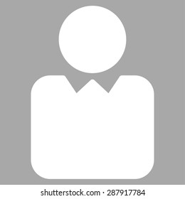 Client icon from Business Bicolor Set. This flat vector symbol uses white color, rounded angles, and isolated on a silver background.