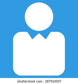 Client icon from Business Bicolor Set. This flat vector symbol uses white color, rounded angles, and isolated on a blue background.