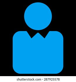 Client icon from Business Bicolor Set. This flat vector symbol uses blue color, rounded angles, and isolated on a black background.