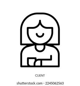 icono de cliente. Diseño De Estilo De Arte De Línea Aislado En Fondo Blanco