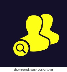 Client icon with research sign. Client icon and explore, find, inspect symbol. Vector illustration
