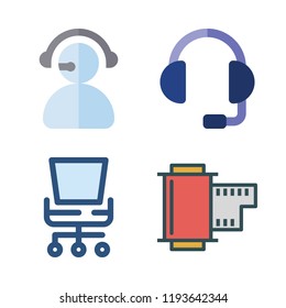 client icon set. vector set about office chair, headset, telemarketer and negative icons set.