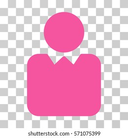 Client icon. Vector illustration style is flat iconic symbol, pink color, transparent background. Designed for web and software interfaces.