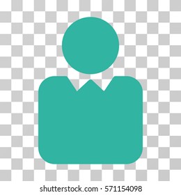 Client icon. Vector illustration style is flat iconic symbol, cyan color, transparent background. Designed for web and software interfaces.
