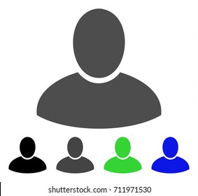 Client icon. Vector illustration style is a flat iconic client symbol with black, grey, green, blue color variants. Designed for web and software interfaces.