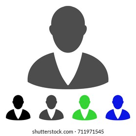 Client icon. Vector illustration style is a flat iconic client symbol with black, grey, green, blue color versions. Designed for web and software interfaces.