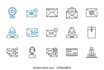 client icons set. Collection of client with user experience, mail, email, customer service, envelope, recommended. Editable and scalable client icons.