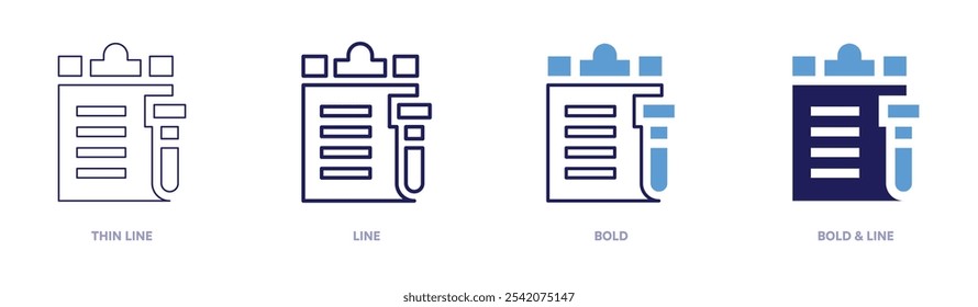 Icono de formulario de admisión de cliente en 4 estilos diferentes. Línea delgada, línea, negrita y línea negrita. Estilo duotono. Trazo editable.