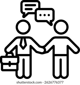 Ilustração do vetor de linha do ícone de interação do cliente
