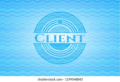 Client light blue water wave emblem.