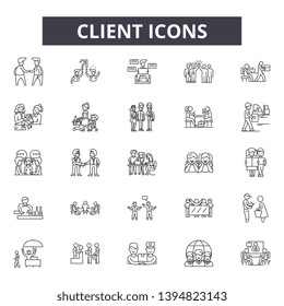 Client  line icon signs.  Linear vector outline illustration set concept.