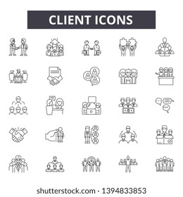 Client line icon signs. Linear vector outline illustration set concept.concept.illustration