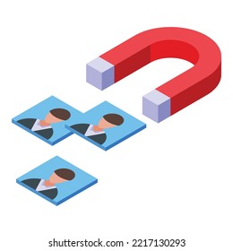 Client magnet icon isometric vector. Customer know. Review form