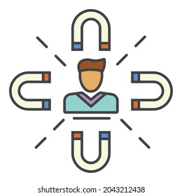 Client magnet retention icon. Outline client magnet retention vector icon color flat isolated on white