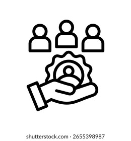 Ilustração de vetor de linha de ícone integrado de cliente