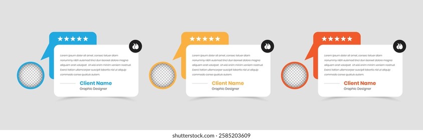 Client opinion presentation minimalist web card template design with image placeholder