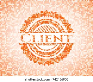 Client orange mosaic emblem with background