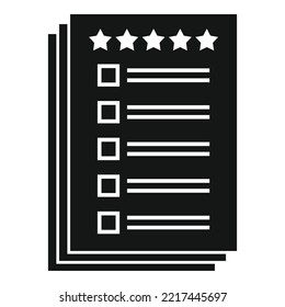 Icono de revisión de papel cliente vector simple. Evaluación del producto. Experiencia del cliente