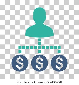 Client Payments icon. Vector illustration style is flat iconic bicolor symbol, cobalt and cyan colors, transparent background. Designed for web and software interfaces.