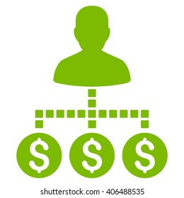 Client Payments vector toolbar icon. Style is flat icon symbol, eco green color, white background, square dots.