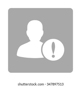 Client Problem vector icon. Style is flat rounded square button, white and silver colors, white background.