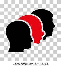 Client Profiles icon. Vector illustration style is flat iconic bicolor symbol, intensive red and black colors, transparent background. Designed for web and software interfaces.