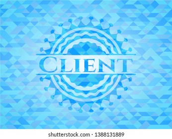 Client realistic sky blue mosaic emblem