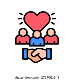 Ícone de relações com o cliente - Ilustração do vetor de cores lineares