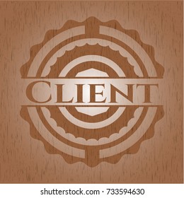 Client retro style wooden emblem