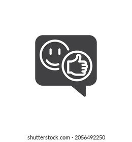 Client review, feedback vector icon. filled flat sign for mobile concept and web design. Speech bubble with positive feedback glyph icon. Symbol, logo illustration. Vector graphics