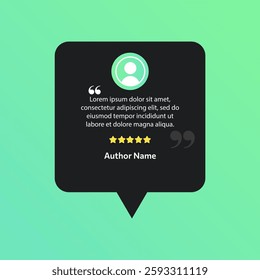 Client review template. Customer feedback with rating stars. Vector review design for social networks or websites.