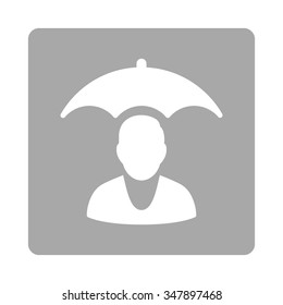 Client Safety vector icon. Style is flat rounded square button, white and silver colors, white background.