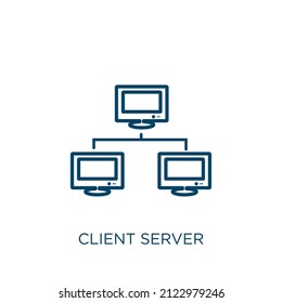 Client Server Icon. Thin Linear Client Server Outline Icon Isolated On White Background. Line Vector Client Server Sign, Symbol For Web And Mobile