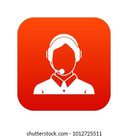 Client services and communication, phone assistance icon digital red for any design isolated on white vector illustration