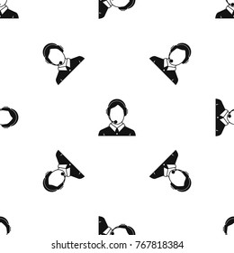 Client services and communication, phone assistance pattern repeat seamless in black color for any design. Vector geometric illustration