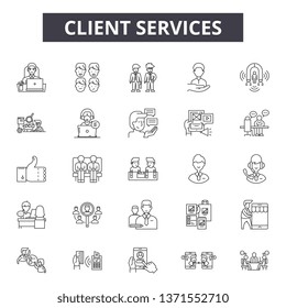 Client services line icons, signs set, vector. Client services outline concept, illustration: customer,service,client,support,help,operator,person,business