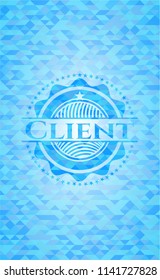 Client sky blue emblem. Mosaic background