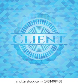 Client sky blue emblem. Mosaic background