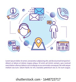 Client support concept icon with text. Hotline service. Information center. Telemarketing, helpdesk. PPT page vector template. Brochure, magazine, booklet design element with linear illustrations
