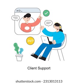 Client Support Flat Style Design Vector illustration. Stock illustration