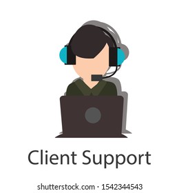 Client support icon on white background. Creative idea design use for your project. Flat vector illustration use for template, web page, presentation or brochure.
